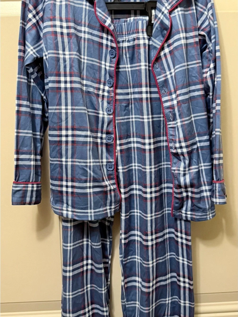 Only Boys Navy Plaid Kids Pajama Set with Red Trim Size XS or 4/5